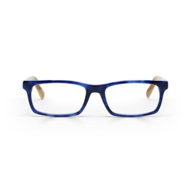 eyebobs Number Cruncher Unisex Premium Readers, Blue Denim Front with White Horn (Outside) and Khaki (Inside) Temples, 3.50 Magnification
