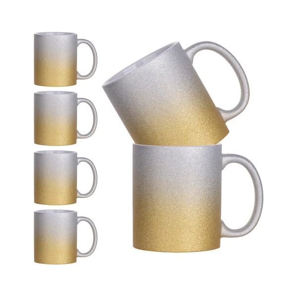 Craft Express Silver and Pink Glitter Blank 11oz Coffee Mugs