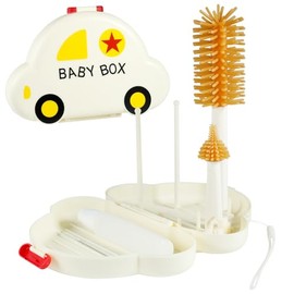 6 in 1 Baby Bottle Brush Set Portable Storage Container for Baby Essentials, Bottle Cleaning Accessories