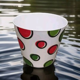 Unbranded Green and Red Dot Melamine Pot container 4 1/2"H X 5"Opening