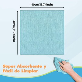 Trapos de Cocina, Paños de Microfibra 12PCS, Cleaning Cloth 40 x 40 cm, Toallas de Microfibra Limpieza, Súper Absorbente, Lavable y Reutilizable, Trapo Microfibras para Cocina、Automóvil-Azul Cielo