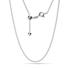 LeCalla 925 Sterling Silver Italian Adjustable Ball Chain Necklace for Women 24 Inches