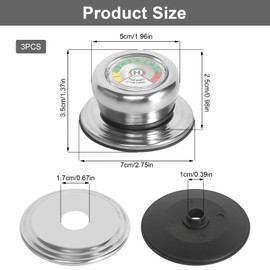Set of 3 Pot Lid Handle with Thermometer Pot Lid Knob Thermal Lid Knob Replacement Handle for Pot Lid Lid Handle Replacement for Pan Lid Replacement Pot Handle Knob for Pan Lid with Hole Suitable