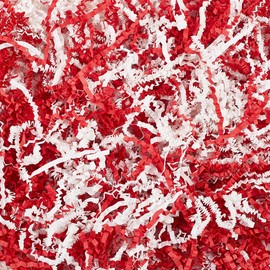 SOFPLATE 1/2 LB Christmas Paper Shred Filler Crinkle Cut Paper Shred Filler Bulk Red White Shredded Paper Filler Basket Filling Wrapping Packaging Birthday Wedding Party Decoration