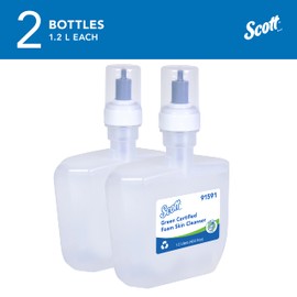 Scott Professional Scott Professional Green Certified Foam Hand Soap (91591), 1.2 L, Foaming, Clear, No Fragrance Added, Ecologo, NSF E-1 Rated, Automatic Refills (2 Bottles)