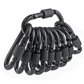 IEBUOBO 10 Pack Aluminum D Ring Key Rings Hiking Clips Locking Carabiner for Hiking Camping Fishing and Outdoor Useï¼Clips with Screw Gate