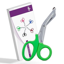 MJW Scissors, EMT and Trauma Shears, Titanium Bandage Shears 5.5' Bent Stealth for Nurses, Students, Emergency Room (Green 5.5)