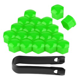 Milltrip Wheel Lug Nut Bolt Cover Wheel Nut Screw Auto Hub Covers, 20pcs 19mm Car Wheel Nut Caps Auto Hub Screw Cover Bolt Rims Exterior Protection (Green)