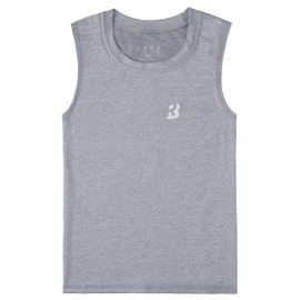 Roadbox Boys Compression Tank Tops, Kids Athletic Sleeveless Shirts Youth Quick Dry Undershirts for Football Basketball Light Gray