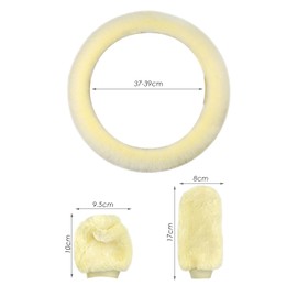 3 Piece Plush Steering Wheel Cover, Steering Wheel Protective Cover, Steering Wheel Decoration, Car Interior Decoration, Car Accessories, Winter Steering Wheel Cover