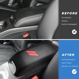 INTGET Car Center Console Cover for 2011-2020 Dodge Journey Accessories Leather Middle Armrest Cover Arm Rest Box Lid Protector Car Seat Box Cover for(Black with Carbon Fiber Texture)