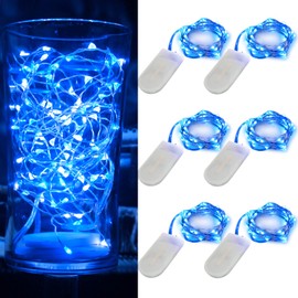 Paquete de 6 luces de hadas que funcionan con pilas, sin control remoto, LED estrellado, 30 luces LED micro estrelladas en alambre de cobre de 10 pies para decoración de mesa de centro de