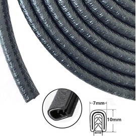 Edge Trim Black Small, Flexible PVC Edge Protector,Rubber U Channel Edge Trim,Fits Edge 1/16 to 1/8 Inch (16FT)