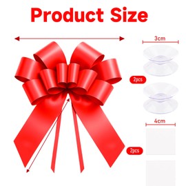 KNJOMZIE Large Car Bow, Gift Bow, Large (Red, 58 cm/23 inches), Giant Car Bow, Large Bow with 2 Suction Cups for Car, Bike, Christmas, Wedding, Birthdays