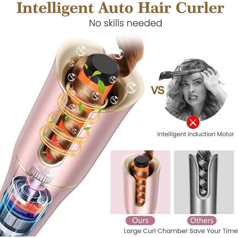 Automatic Curling Iron, Auto Hair Curler Wand with 4 Temperatures