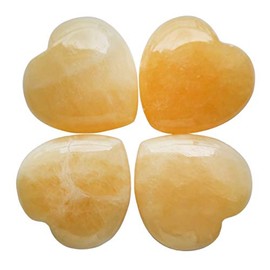 Lovionus89 25 mm Heart Love Crystal and Healing Stones Carved Chakra Reiki Balancing Energy Stone for Jewellery Making, Yellow Jade