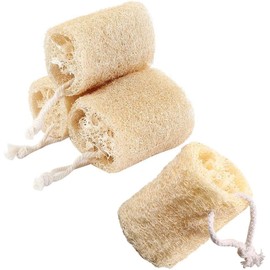 Esponja de Lufa Natural, 4 unidades Estropajo para Cuerpo, Esponja Orgánica para Ducha y Cocina