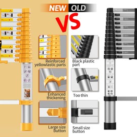 BOWEITI Telescoping Extension Ladder 12.5FT Heavy Duty Upgrade,Aluminum Telescopic Ladder with Upgrade Material/Accessories