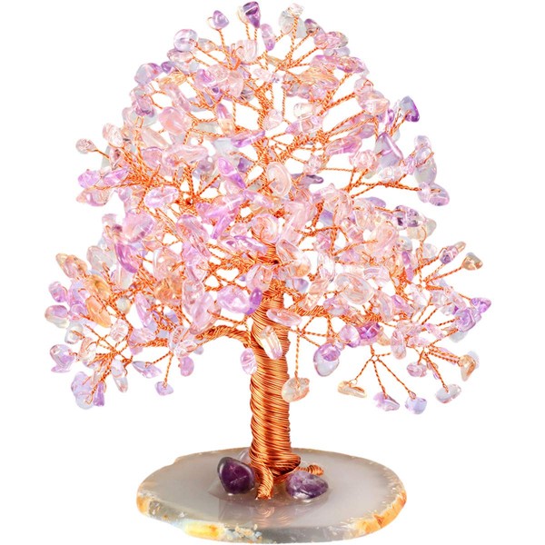 Nupuyai Citrine Amethyst Healing Crystal Money Tree for Home, Good