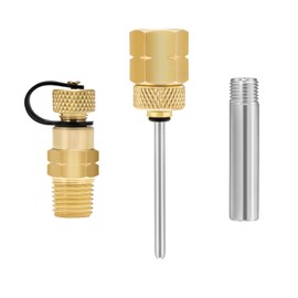 MEASUREMAN Brass Gauge Adaptor 1/4NPT Female，2-1/2 OAL x 1-2/5" x 1/8" Probe with Stainless Steel Sheath，Pressure Gauge Fitting kit