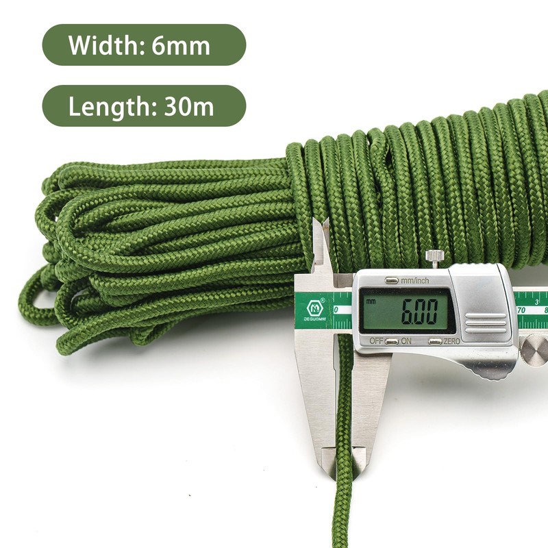 G2PLUS 30M Sage Green Multi-functional Nylon Rope, 6MM Thick Heavy