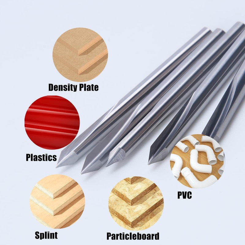HUHAO 5PCS CNC Engraving Bits, 60 Degree V Bits with