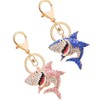 Medifier Sparkling Cute Keychains Rhinestone Charms Shark Key Ring for