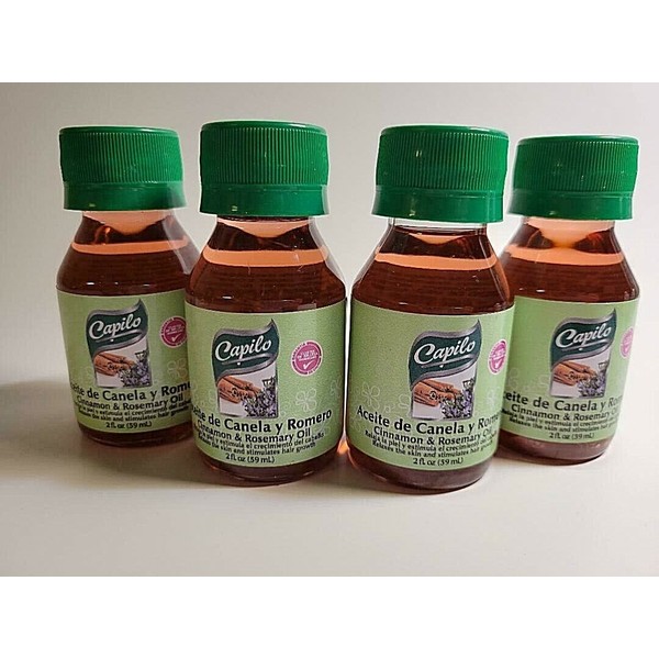 4 Bottles Cinnamon & Rosemary Oil/Aceite de Canela y Romero 2 oz