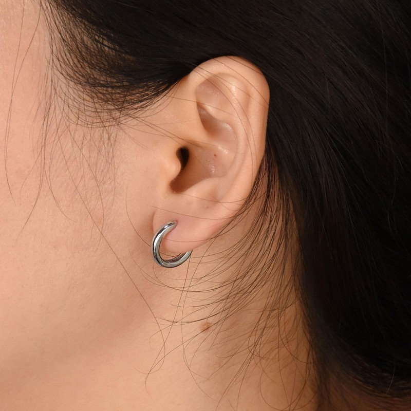 Simple Basic Thin Flat Huggie Hoop Kpop Earrings For Women