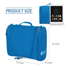 Hanging Travel Toiletry Bag, Cosmetic Kit Bags, Waterproof Shower Organizer, Large Makeup Storage Bag, Family Grooming Kit, Travel Bath Pouch Bag with Hanging Hook for Men/Women Gift Item (Blue)