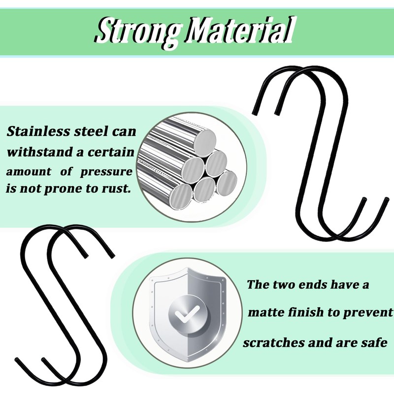 High-PQ 50Pack S Shaped Hooks,3Inch Stainless Steel Small Hooks for