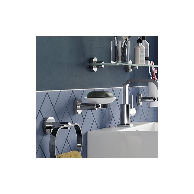 Croydex Flexi-Fix Metra Easy to Fit Soap Dish & Holder,Chrome,8.5
