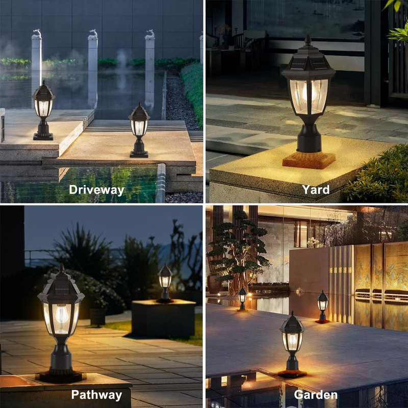TEBLAMPUE Solar Post Lights 2 Pack, Motion Sensor Post Lantern