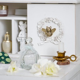 SOFFEE DESIGN Set of 6 Vintage Matte Gold Pewter Cabinet Knobs, Decorative Metal Bee Shape Knobs Pull Handle for Door Cabinet Drawer, Antique Dresser Knobs Home Furniture Handle