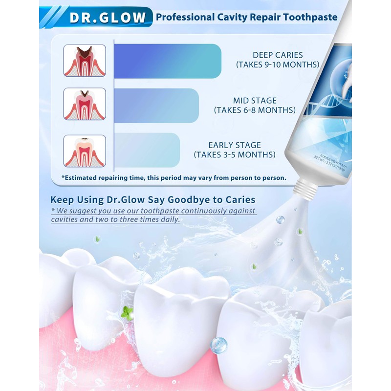 Dr. Glow Adult Cavity Repair Toothpaste, Hydroxyapatite Toothpaste Cavity Reversing,