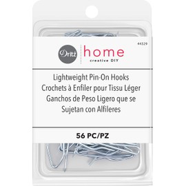 Dritz Home 44329 Lightweight Pin-On Drapery Hooks (56-Piece), Silver