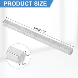 sourcing map Square Steel Key Stock 3/4" x 3/4" x 12" Cold-Drawn 45# Steel Bars Precision Key Stock for Gearbox Coupling, Silver Tone