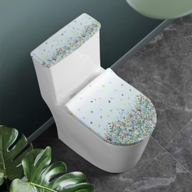 Maiyoinou Toilet Seat Lid Cover Tank Lids Cover Set of 2, Bathroom Home Decor, Toilet Tank Lid Cover Replacement with Stretch Edges Fits Most Toilet Tanks & Lids, Floral Butterfly Blue