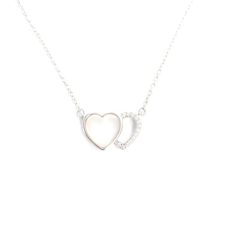 Avnis Collar con forma de corazón de piedras lunares, plata