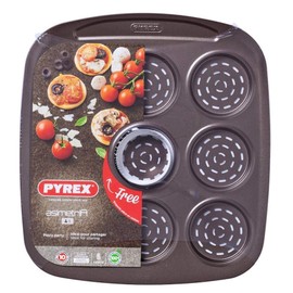 Pyrex Asimetria Mini-Pizzablett, 9 Mulden, Schwarz, Metall, 9 Pizza