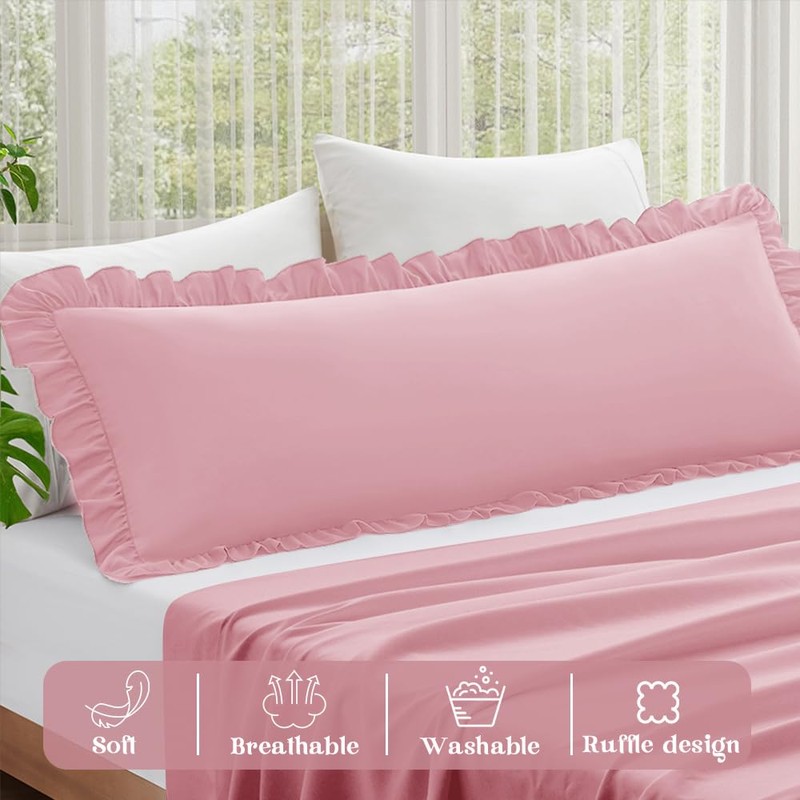 KKJIAF Ruffle Body Pillow Cases Set of 1, Ruffled Pillow