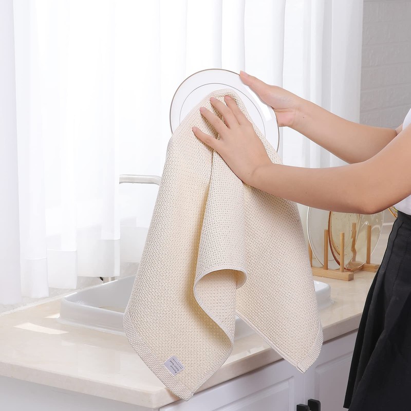 Moosfor Tea Towels, 100% Cotton, Set of 6, 32 x