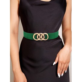 LIMHOO Women's Wide Elastic Waist Belt Fashion Stretchy belt Waistband for Dresses (P19557-Green-XXXL)