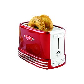 Nostalgia New and Improved Wide 2-Slice Toaster, Perfect For Bread, English Muffins, Bagels, 5 Browning Levels, With Crumb Tray & Cord Storage â Retro Red