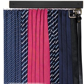 CENZICOM Tie Rack Wall Mounted, 360°Rotating Tie Hanger Belt Organizer for Belt, Ties, Purse, Scarves, Hats,Tank Top, Non-Slip for Door, Wall, Closet (Black)