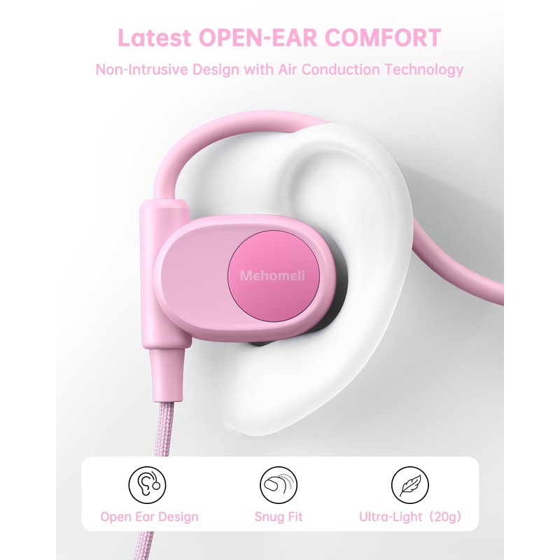 Mehomeli Kids Headphones, Wired Air Conduction Open Ear Headphones, 85dB