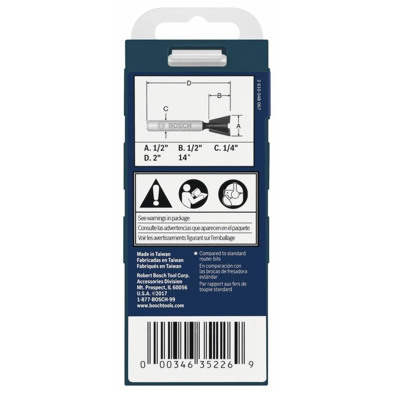 Bosch 84703MC 14° x 1/2 in. Carbide-Tipped Dovetail Router Bit
