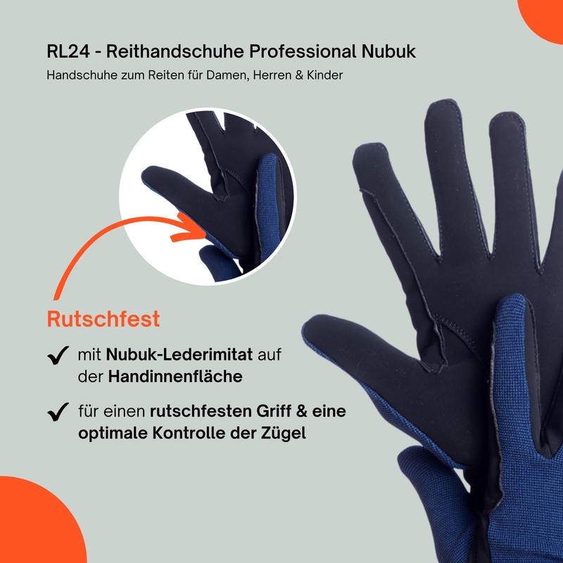 HKM by Reiterladen24 Professional Riding Gloves, Nubuck Imitation Leather, s