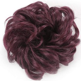 Messy Bun Hair Piece Thick Updo Scrunchies Synthetic Hair Extensions Ponytail Hair Wig Hairpiece Wine