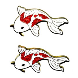 2 x Koi Fish Brooch Koi Pin Japanese Koi Pin Badge, Metal